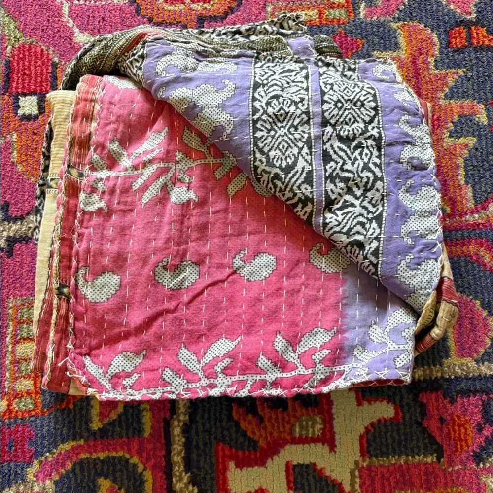 Boho Colorful Patchwork Kathna Reversible Quilt